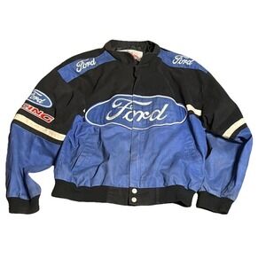 Vintage Ford NASCAR Racing Championship Men's Jacket Royal Blue XL Full Zip